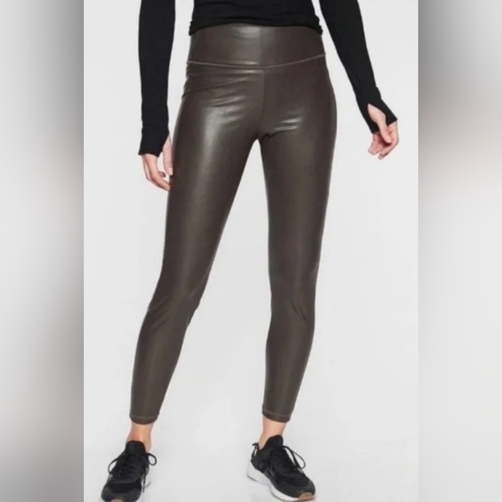 Athleta all over gleam faux leather tights leggings women's size small